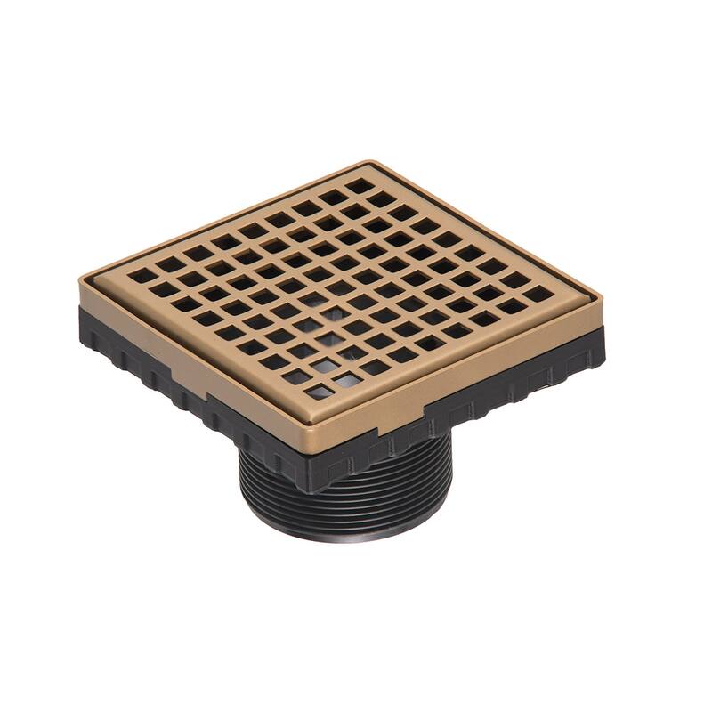 Infinity Drain LQ4-2 4"x4" LQD 4 Squares Pattern Center Drain - 2" - Satin Bronze