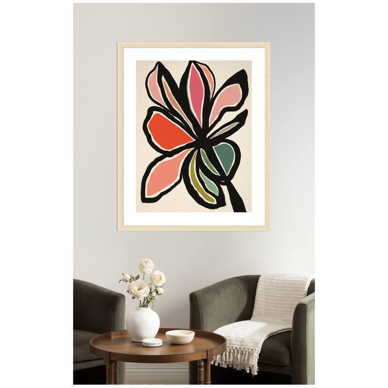 Kate and Laurel Framed Art Midnight Floral 1 by Alicia Bock