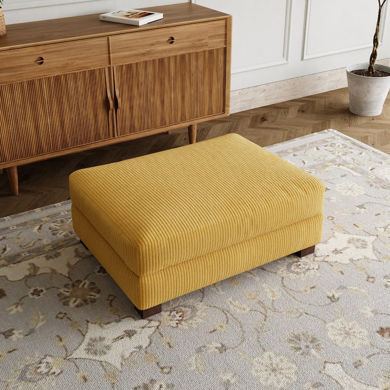 Rectangle Corduroy Ottoman for Living Room - Orange
