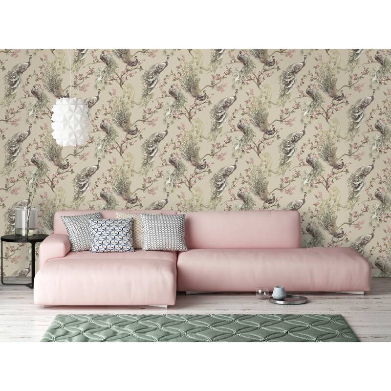 Menali Peacock Textured Vinyl Wallpaper – 396in x 20.8in