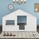 preview thumbnail 33 of 38, Wood House Bed with Roof & Door, Window and Guardrail