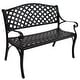 preview thumbnail 1 of 10, Sunnydaze 2-Person Black Checkered Cast Aluminum Outdoor Patio Garden Bench