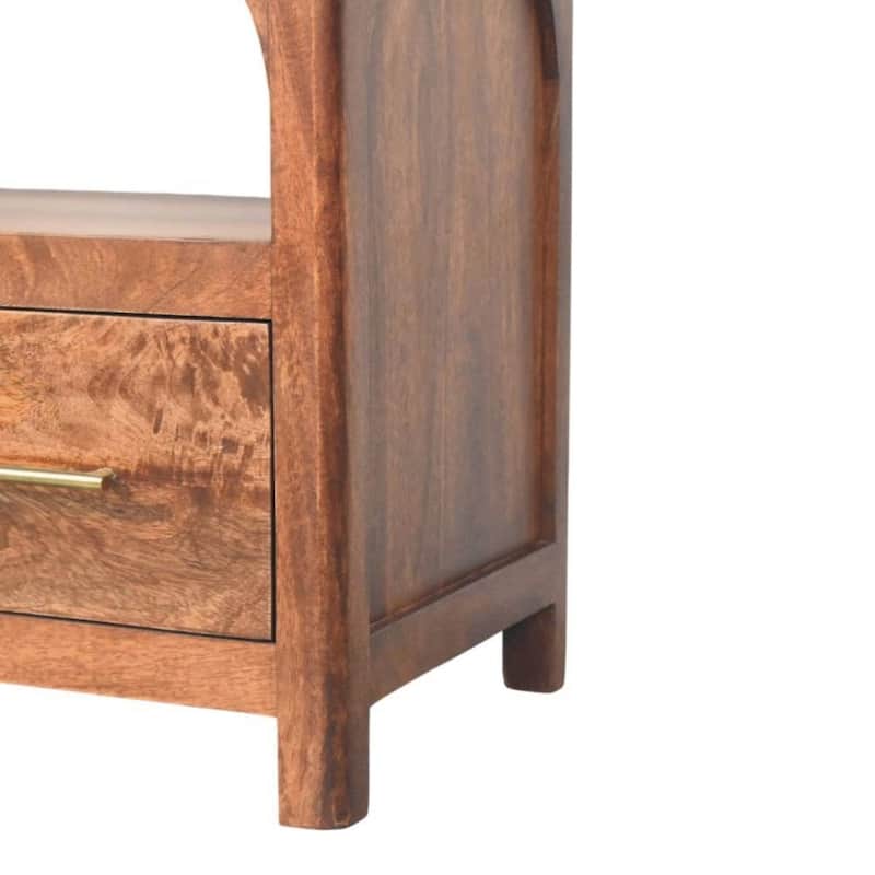 Artisan Furniture Solid Wood Arc-Line Media Console, Brown, 2-Drawers, 1-Shelf