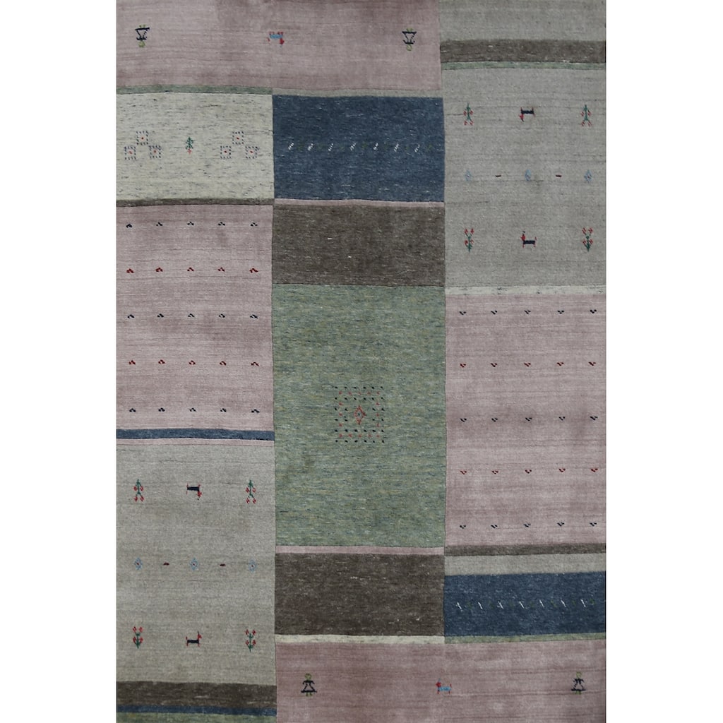 Grey Tribal Gabbeh Indian Area Rug Hand-Knotted Wool Carpet - 5'3" x 7'6"
