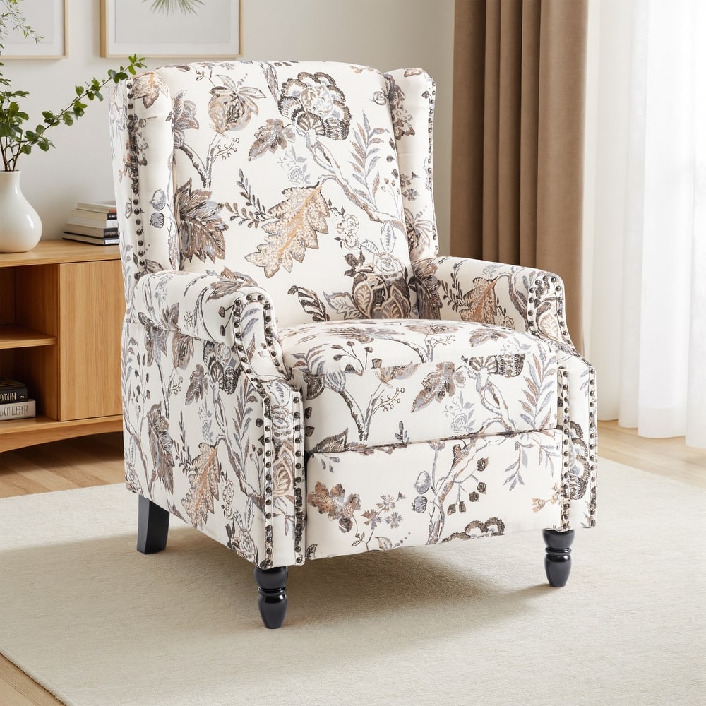 UIXE Roderich Farmhouse Floral Print Push Back Recliner Chair