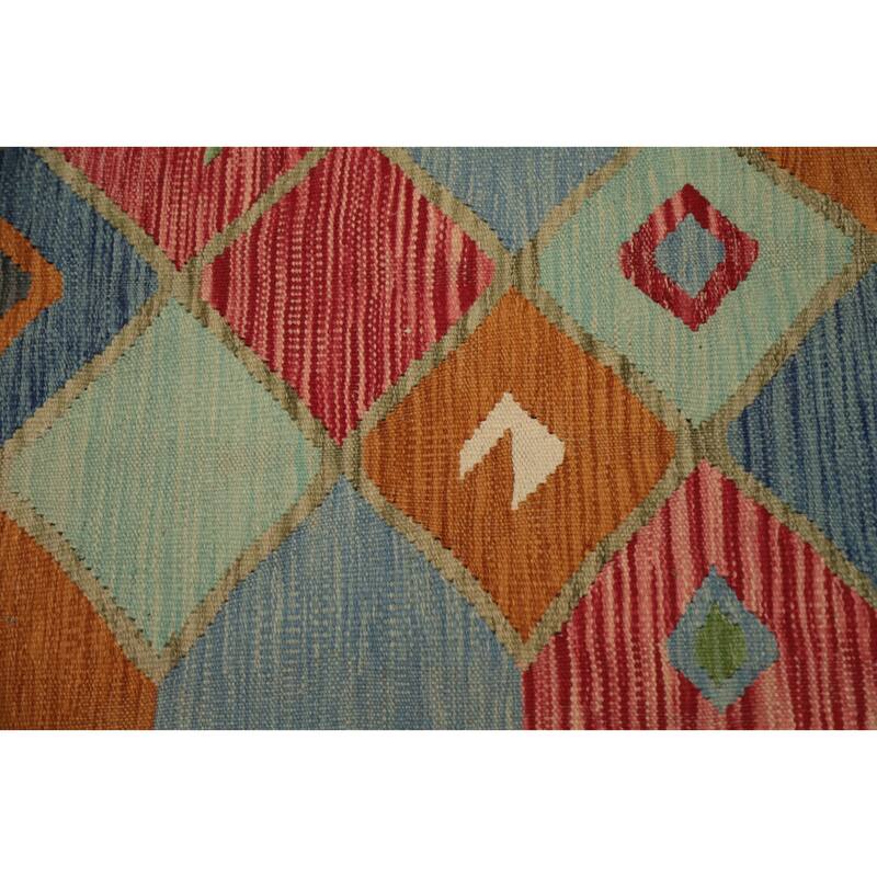 Hand Woven Oriental 100% Wool Carpet Southwestern Tribal Multi-Colored Kilim Area Rug - 9' 11'' X 6' 7''