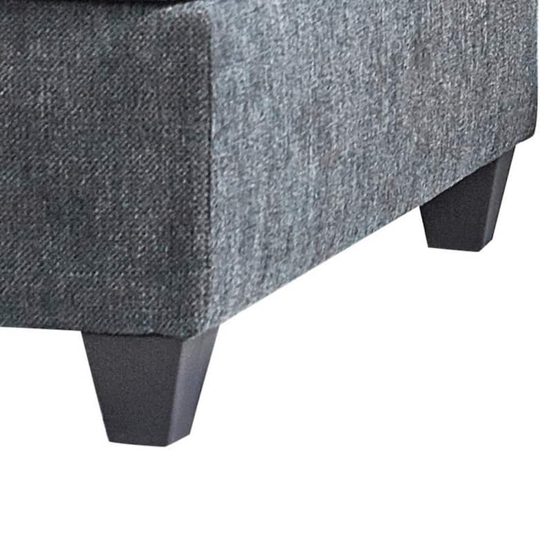 38 Inch Modern Ottoman, Smooth Gray Chenille Fabric, Plush Cushioned Seat