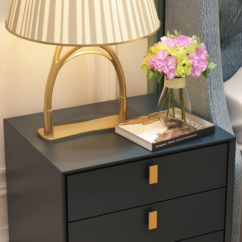 21.3"H Wood Nightstand End Table Console Table Black/White