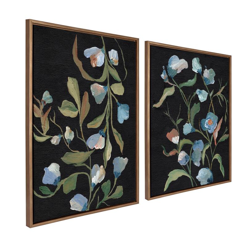 Sylvie Beaded Foliage I and III Framed Canvas Set by Nikita Jariwala - 2 Piece 28x38 - Gold