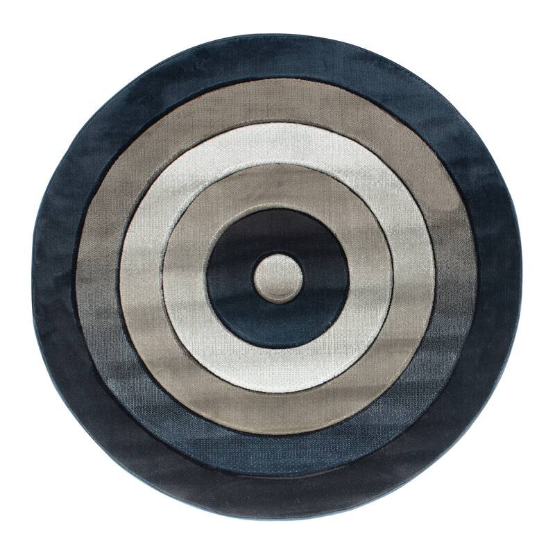 Orelsi Collection Abstract Area Rug - 5'2" Round - Brown/Grey