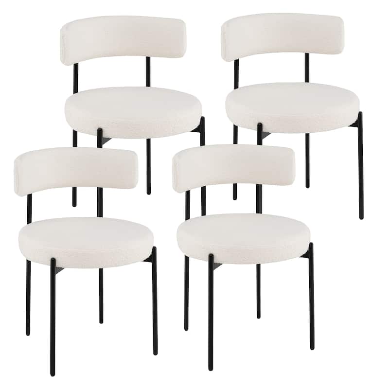 Gymax Round Dining Chairs Set of 4 w/ Curved Backrest Filled Sponge - Beige - Set of 4