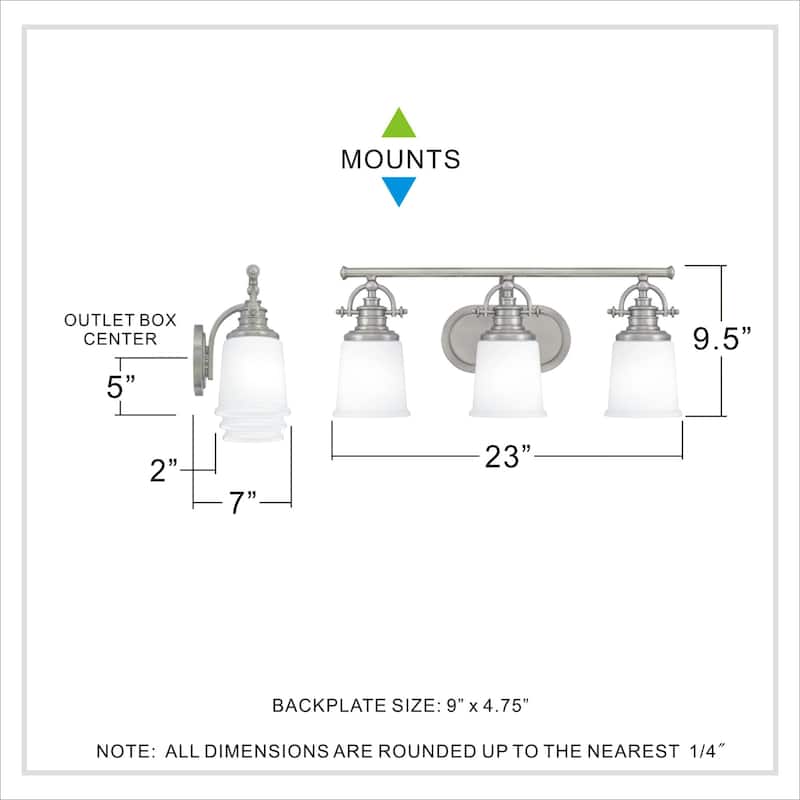 Bellevue Stone 3 Light 23" Wide Bathroom Vanity Light