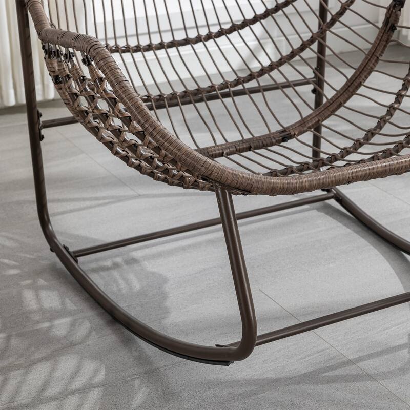 Patio Wicker Indoor & Outdoor Rocking Chair with Cushion