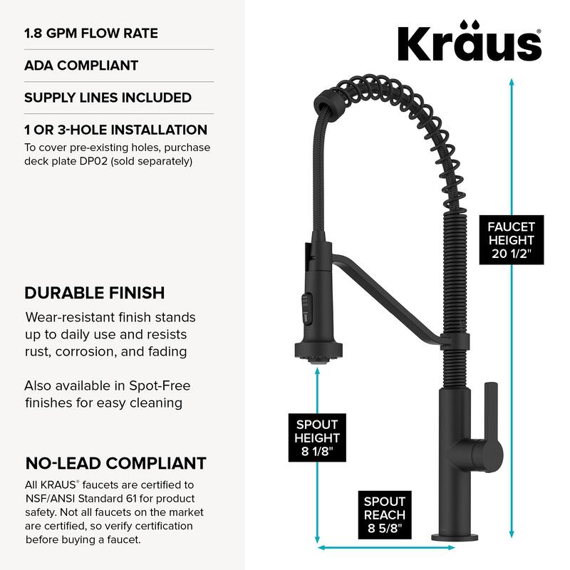 KRAUS Oletto Commercial Style 2-Function Pull Down Kitchen Faucet