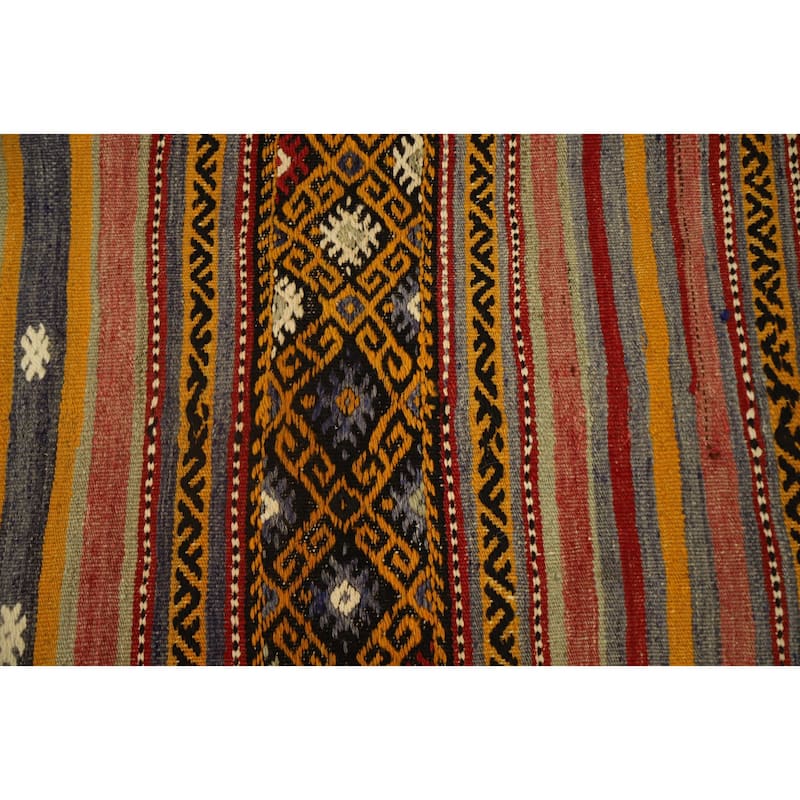Hand Woven Oriental 100% Wool Carpet Southwestern Tribal Multi-Colored Kilim Area Rug - 8' 5'' X 5' 6''