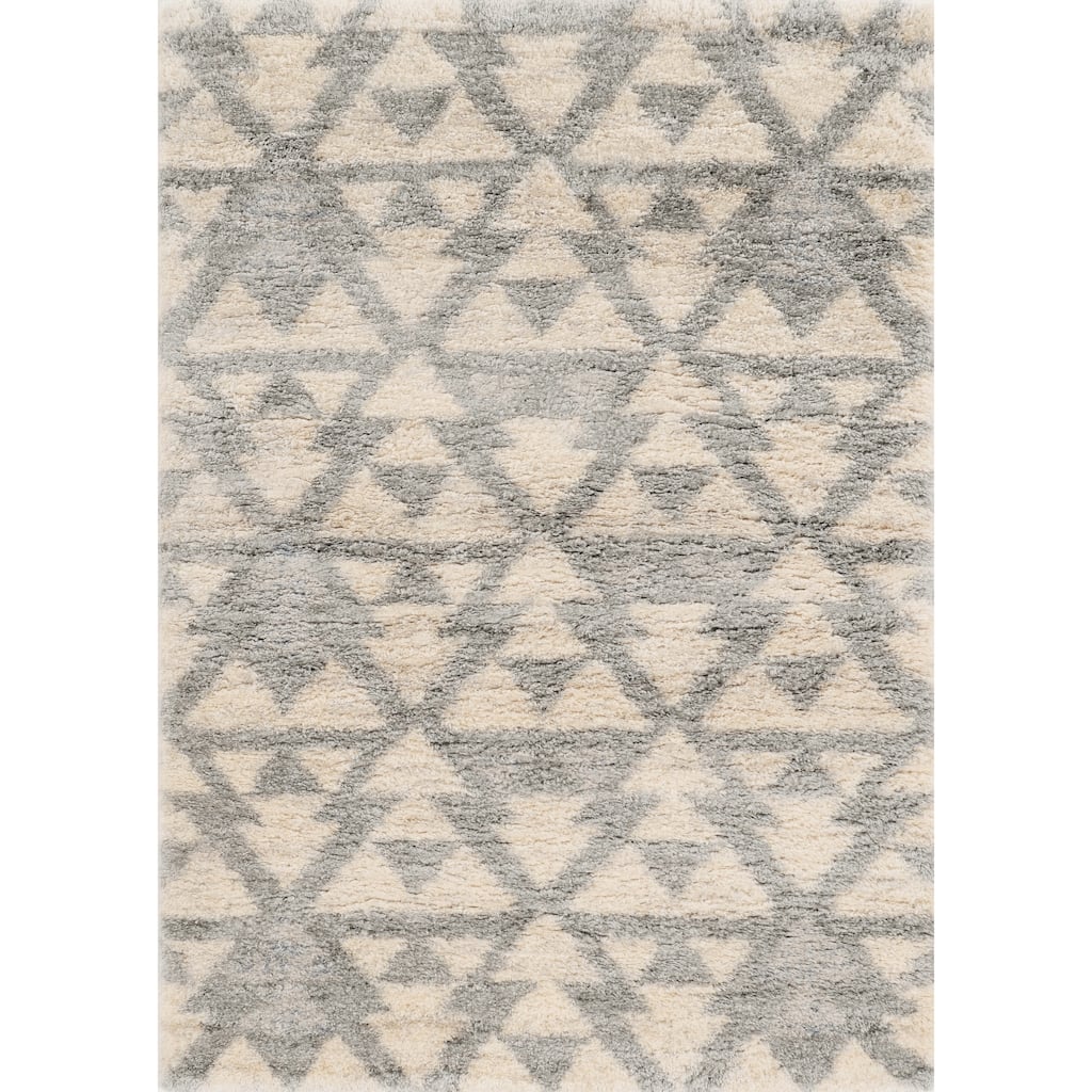 The Curated Nomad Coleridge Ivory/Grey Southwestern Shag Area Rug
