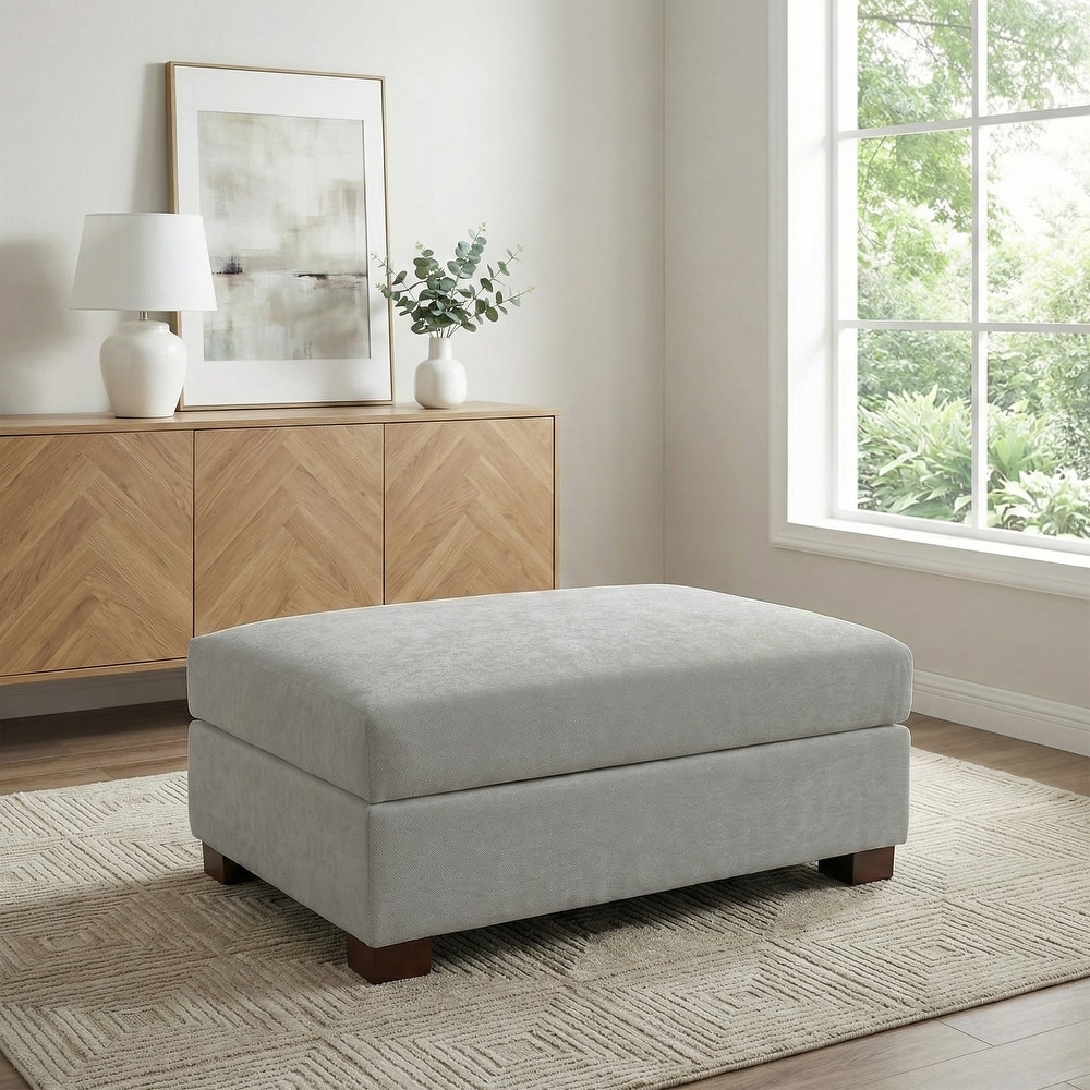 41" W Modern Rectangle Chenille Ottoman
