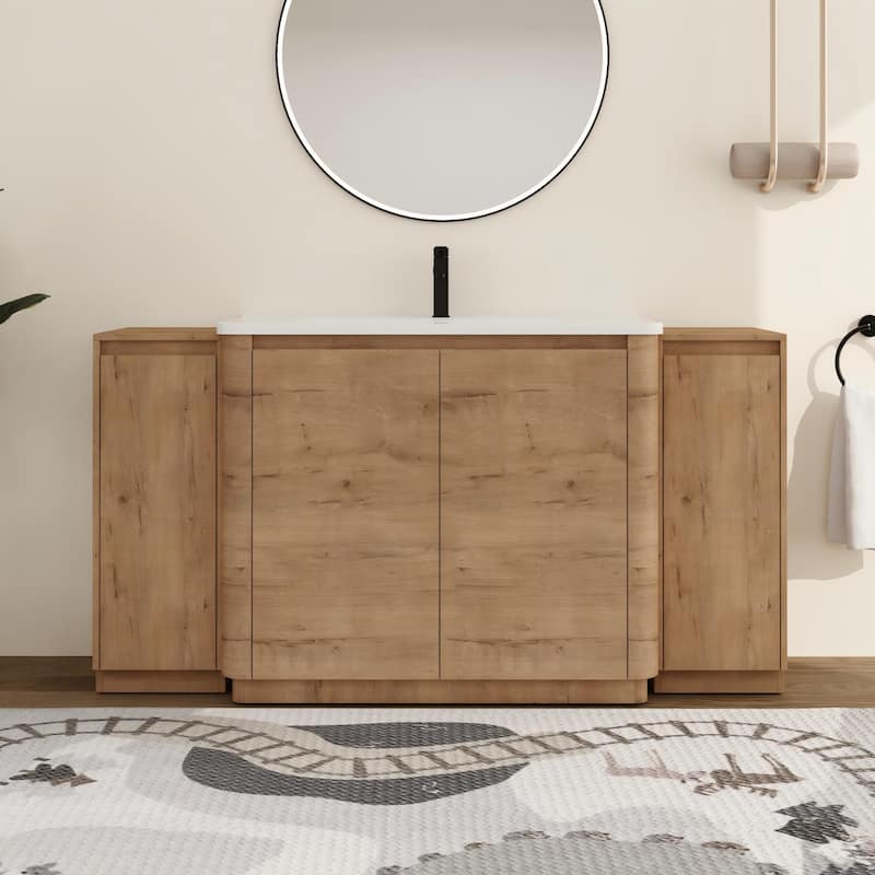 Malwee 36"/40"/48"/52"/60"/64"/84"/92" Bathroom Vanity with Sink, FreeStanding Bathroom Vanity with Door and Adjustable Shelf