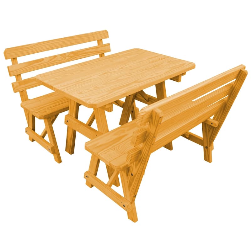 Pine 4' Picnic Table with 2 Backed Benches