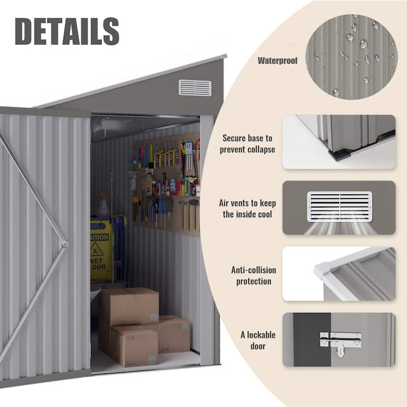 Durable Storage Shed with Single-Hinge Door