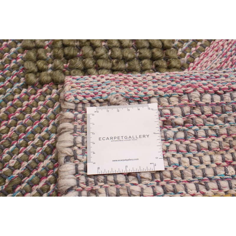 ECARPETGALLERY Braid weave Sienna Olive Wool Rug - 5'11 x 9'3