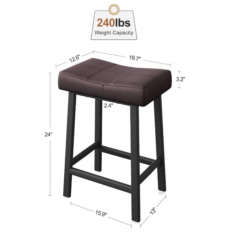 Backless Saddle Bar stools with Upholstered Padded Seat - N/A