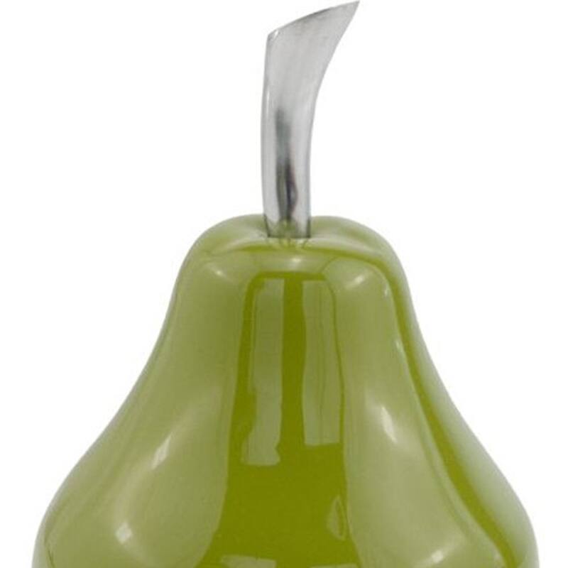 HomeRoots 7" Green Aluminum Pear Easter Sculpture - 7 x 4.25 x 4.25