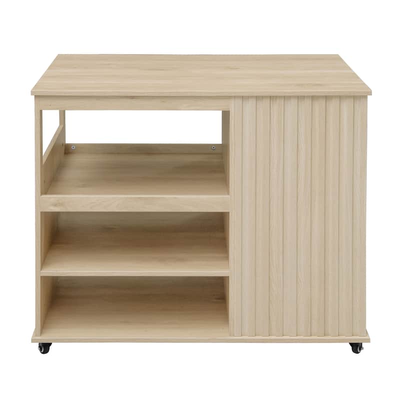 Kitchen Island Rolling Serving Utility Cart with Storage Drawer, Wine Rack and Lockable Casters, Kitchen Cart for Kitchen, Bar