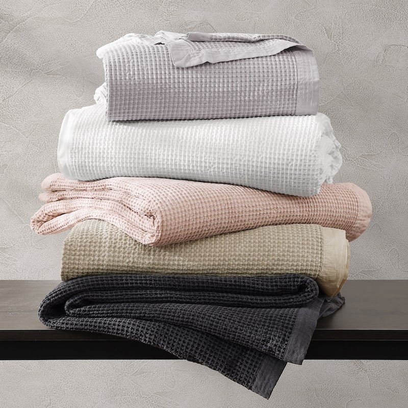 HiEnd Accents Stonewashed Cotton Waffle Weave Cotton Coverlet, 1PC
