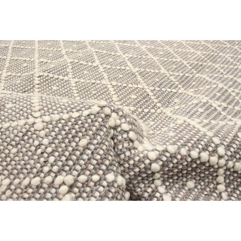 ECARPETGALLERY Braid weave Sienna Grey Wool Rug - 5'1 x 8'1