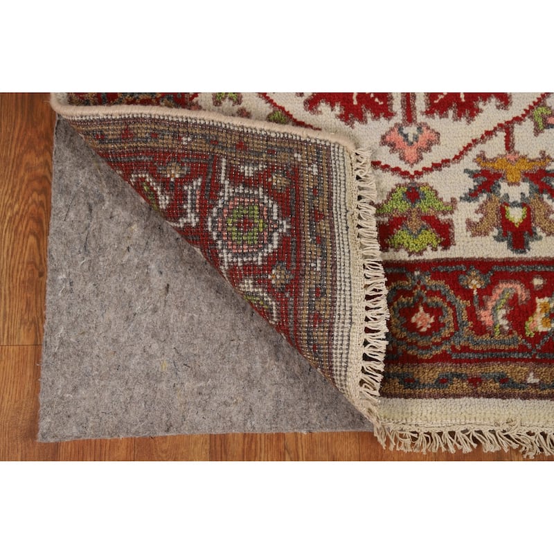 Floral Ivory Oushak Indian Foyer Rug Handmade Wool Carpet - 2'10"x 4'10"