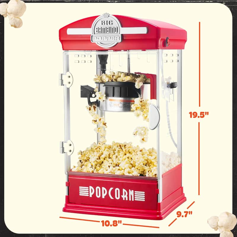 Popcorn Machine - Big Bambino Old Fashioned Popcorn Maker by Great Northern Popcorn (Red)