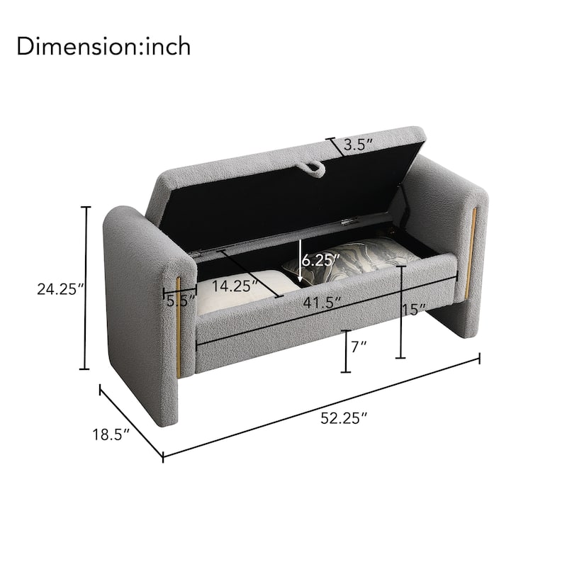 Christopher Knight Home - Athena Modern Teddy Fabric Bed-End Storage Bench with Arms