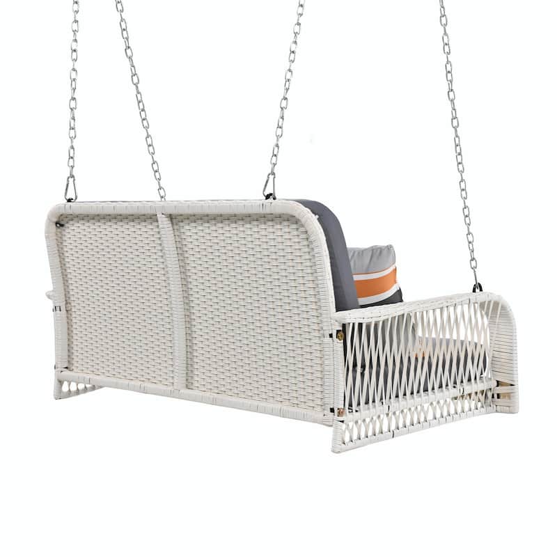 2-Seater Wicker Porch Swing with Hanging Chains