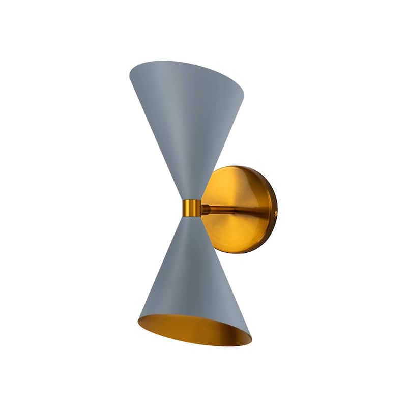 2-Light Modern Adjustable Head Cone Vanity Light Up&Down Dual Horn Hourglass Wall Sconce