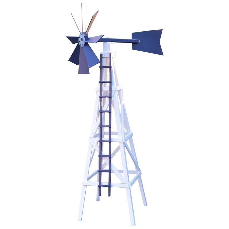 Farm Style Windmill - White/Navy Blue