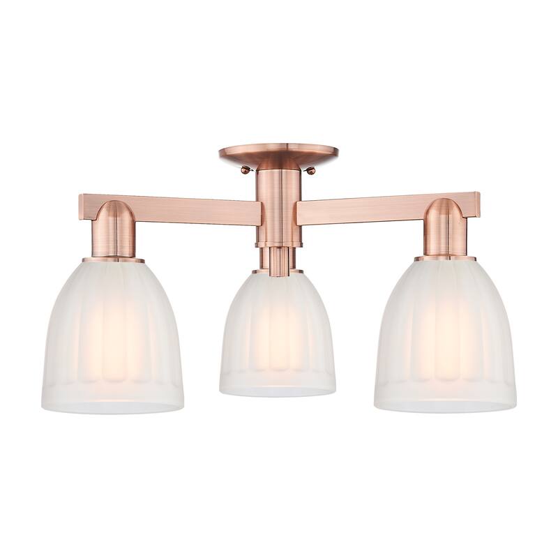 Innovations Lighting 716-3F-12-24 Brookfield Semi-Flush Brookfield 3 - Antique Copper / White