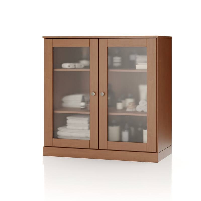 Palace Imports 100% Solid Wood 32" Bathroom Cabinet with Frosted Glass Doors and Adjustable Shelves