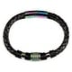 preview thumbnail 2 of 3, Color Plated Stainless Steel Distressed Black Leather Bracelet - 8.5"