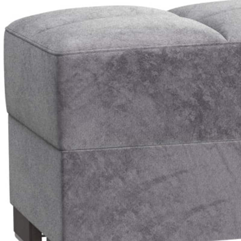 HomeRoots 52" Gray and Brown Microfiber Storage Ottoman