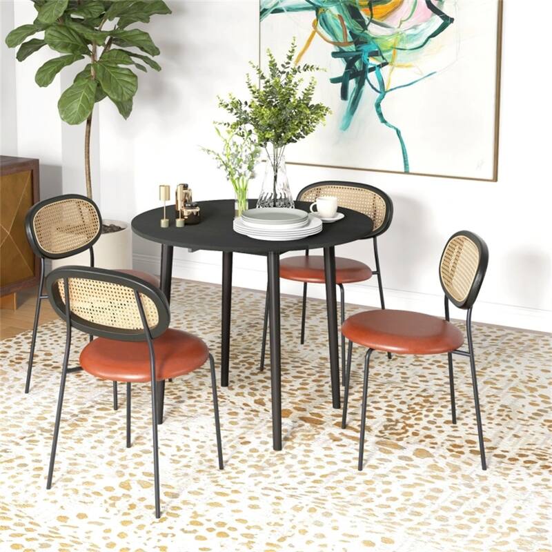 Adjustable Folding Dining Table for Four with Drop Leaf Design Pine Wood and Particleboard - 35" Dia. x 28.9" H