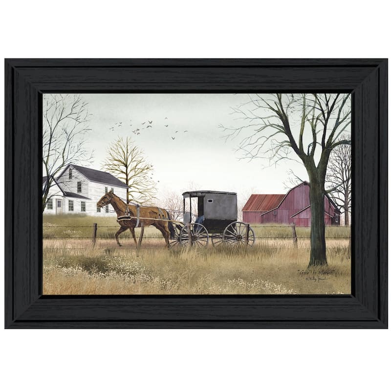 TrendyDecor4U Farmhouse "Goin' to Market" Framed Print Wall Art by Billy Jacobs - Earthtone