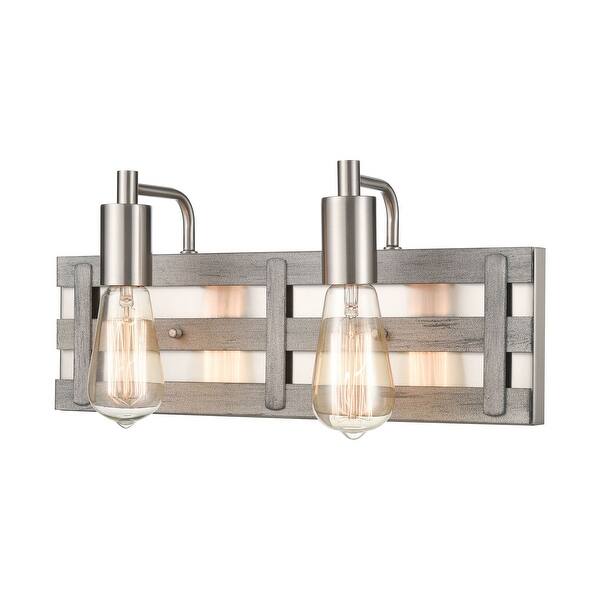 slide 2 of 3, Brigantine 2-Light vanity light in Weathered Driftwood / Satin Nickel