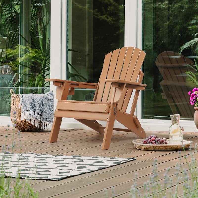Vrakae Adjustable and Folding Adirondack Chair with Cup Holder