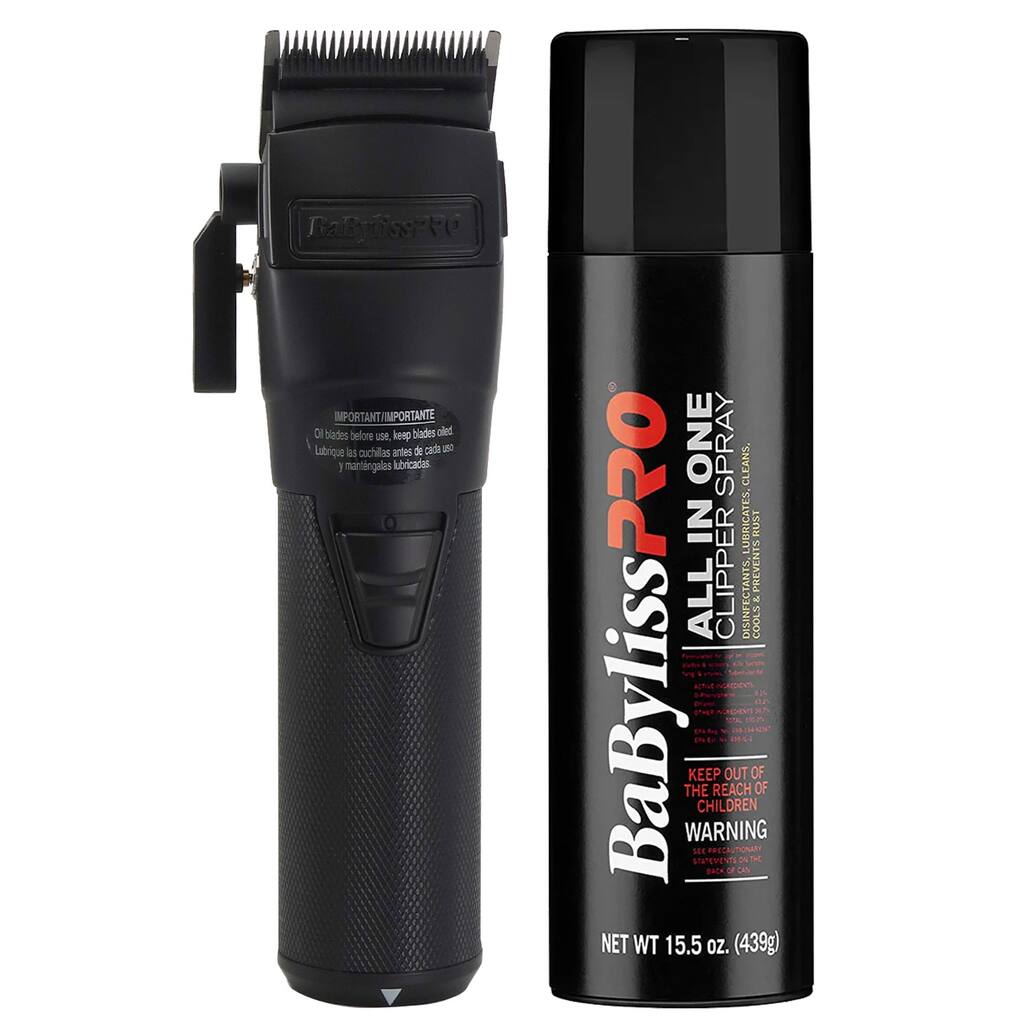 BaByliss Pro FXONE BLACKFX All-Metal Interchangeable-Battery Clipper #FX899MB + BaByliss PRO FXDS15 All In One Clipper Spray