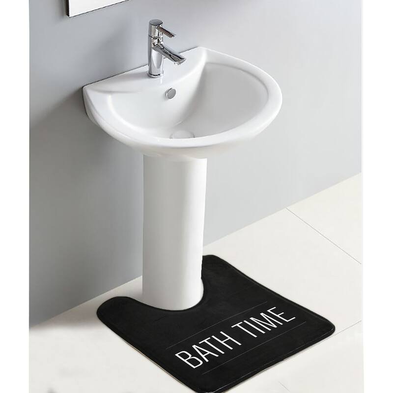 Non-Slip Microfiber Bathmat or Contour Rug Bath Time Design - Contour Mat Only - Black
