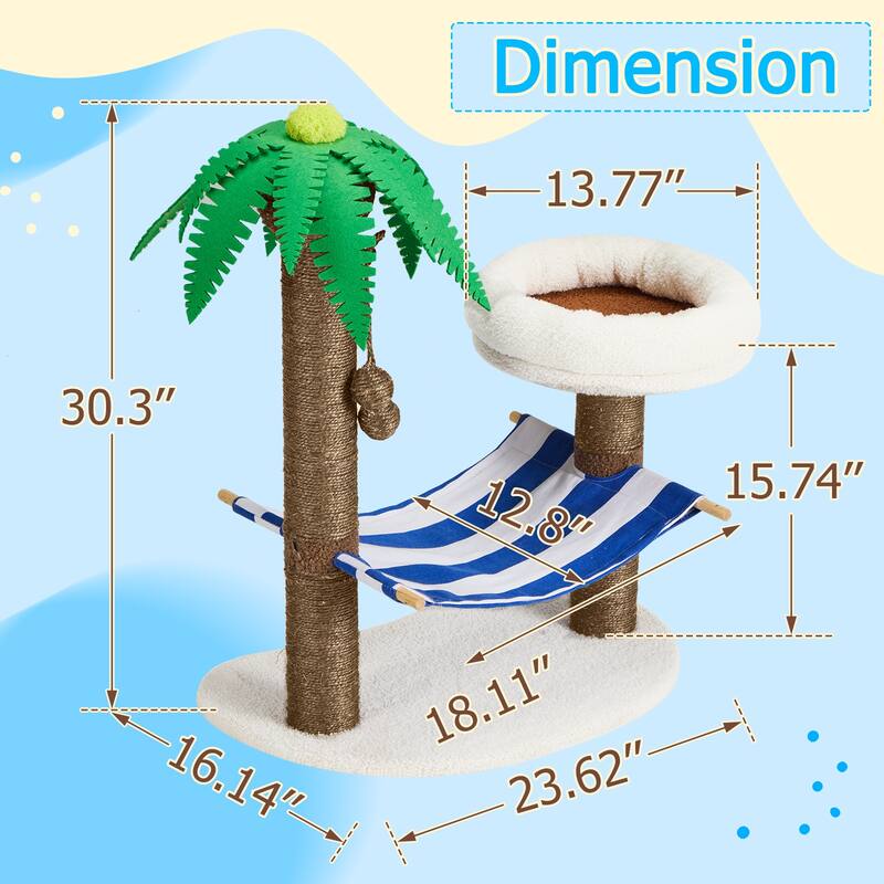 EROMMY Cat Tree – Multi-Level Cat Tower with Sisal Scratching Posts & Swing Ball, Modern Cat Furniture for Indoor Cats