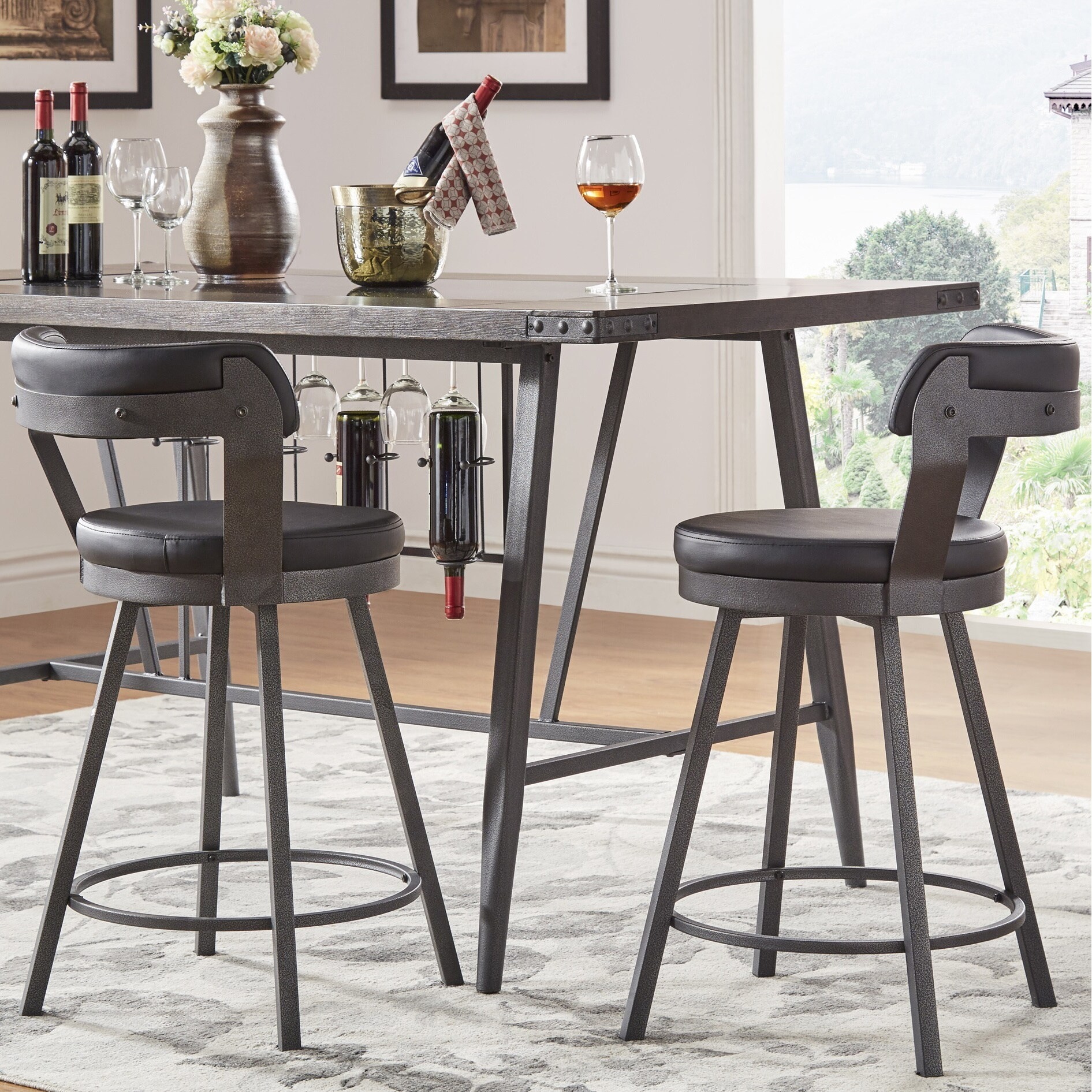 Harley faux leather metal swivel stools deals