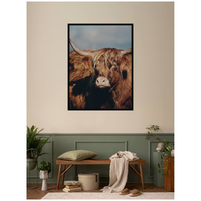 Kate and Laurel Highland Cow No. 5 by Laura Evans Framed Wall Art Print