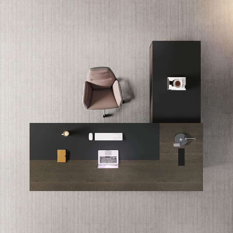 Large L Shaped Executive Desk with Power Outlet Wireless Charging